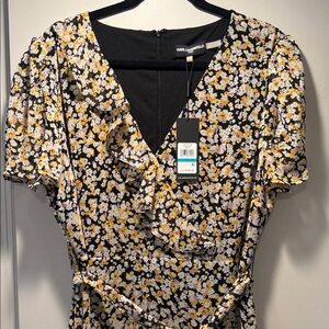 Karl Lagerfeld Black and Yellow Floral Dress
